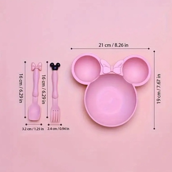 New Minnie Mouse 3pc Feeding Set - Picture 5 of 10